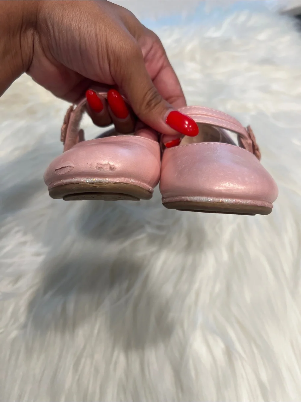 5/$35 Used Classic Girls Shimmer Pink Mary Jane Dress Shoes size 7M
